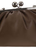 Cubic leather clutch in brown