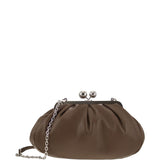 Clutch in pelle cubico in marrone 