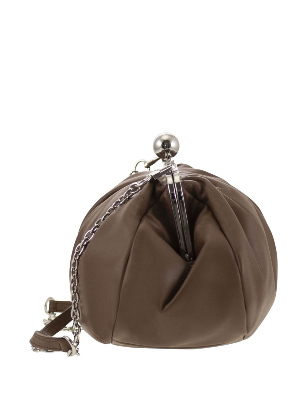 Clutch in pelle cubico in marrone 