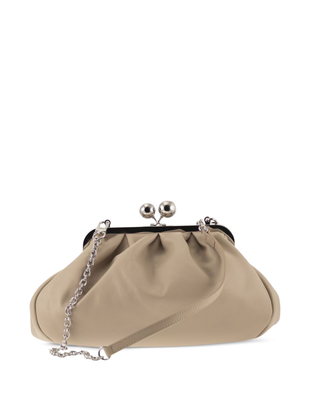 Clutch in pelle Cubico in beige 