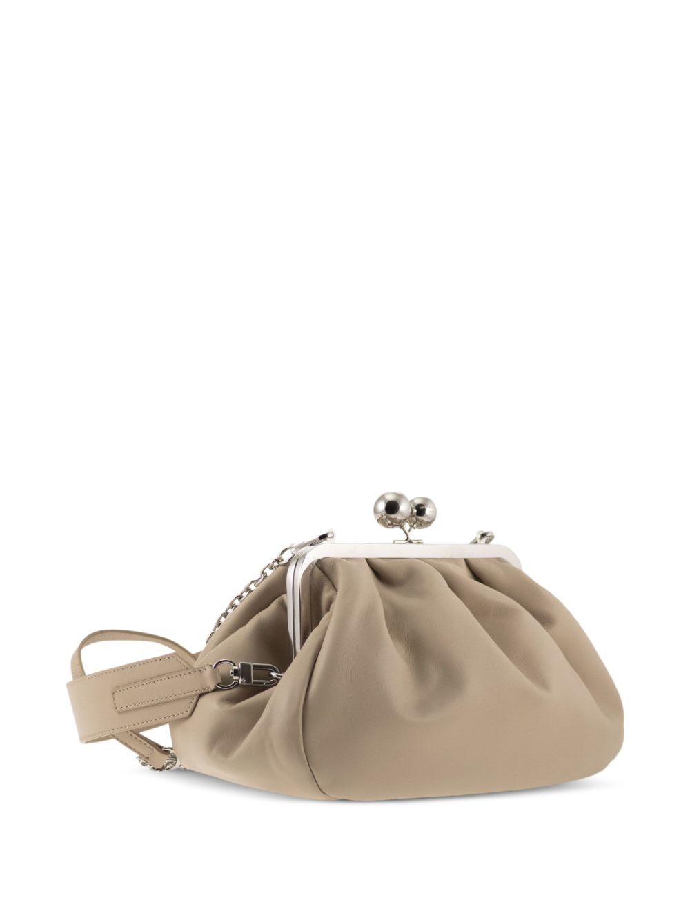 Clutch in pelle cubico in beige 