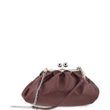Clutch in pelle cubico in bordeaux 