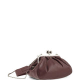 Clutch in pelle cubico in bordeaux 