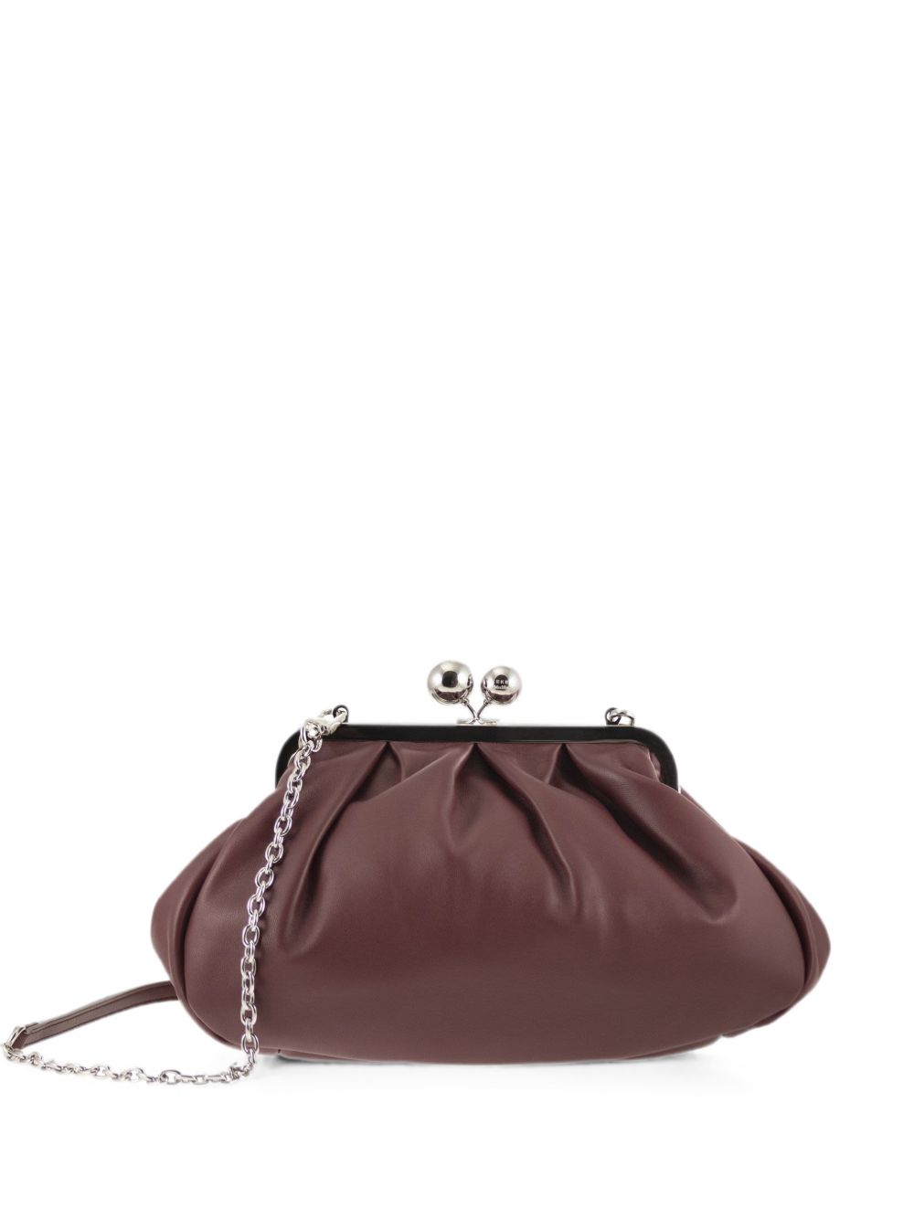 Clutch in pelle cubico in bordeaux 