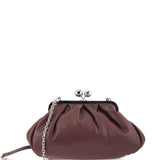Clutch in pelle cubico in bordeaux 