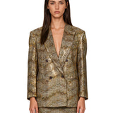 Blazer doppiopetto lamè in oro 