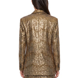 Blazer doppiopetto lamè in oro 