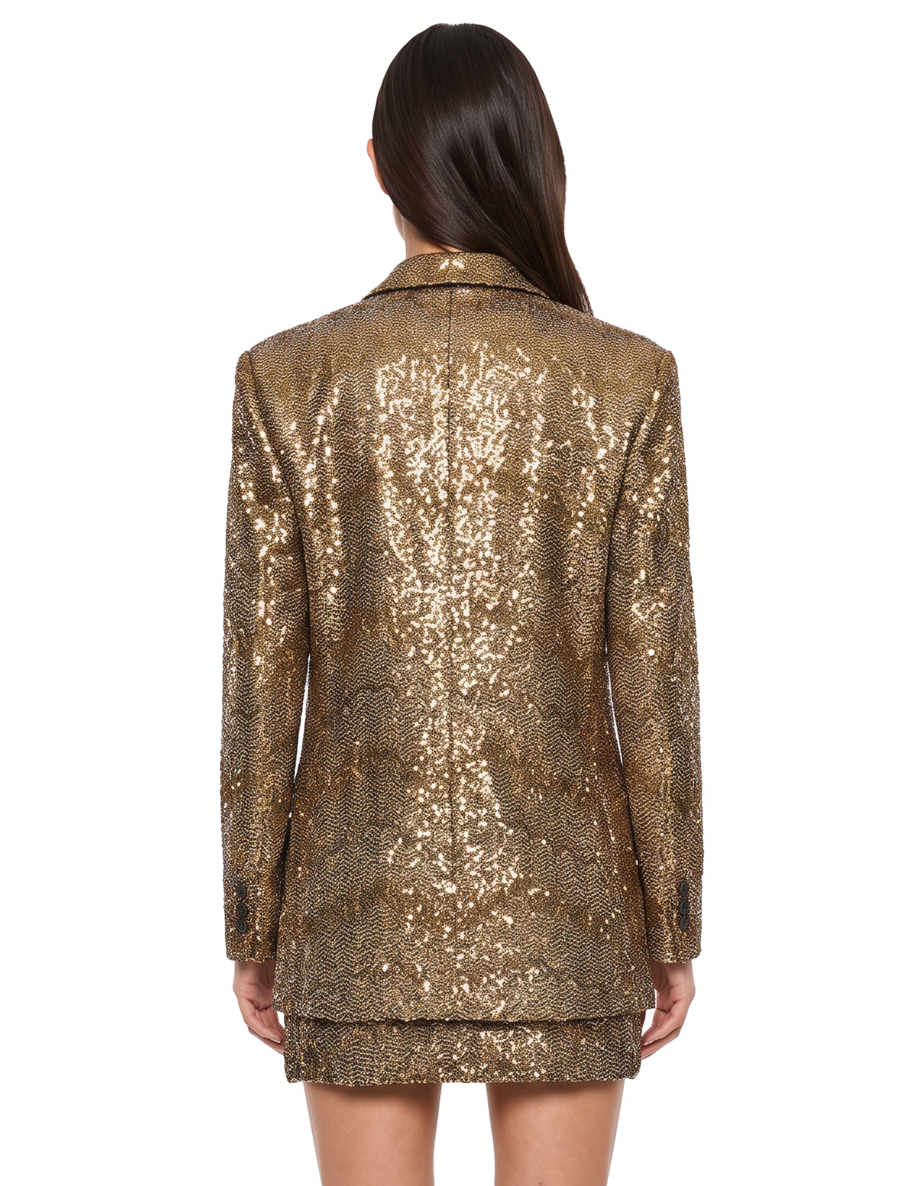 Blazer doppiopetto lamè in oro 
