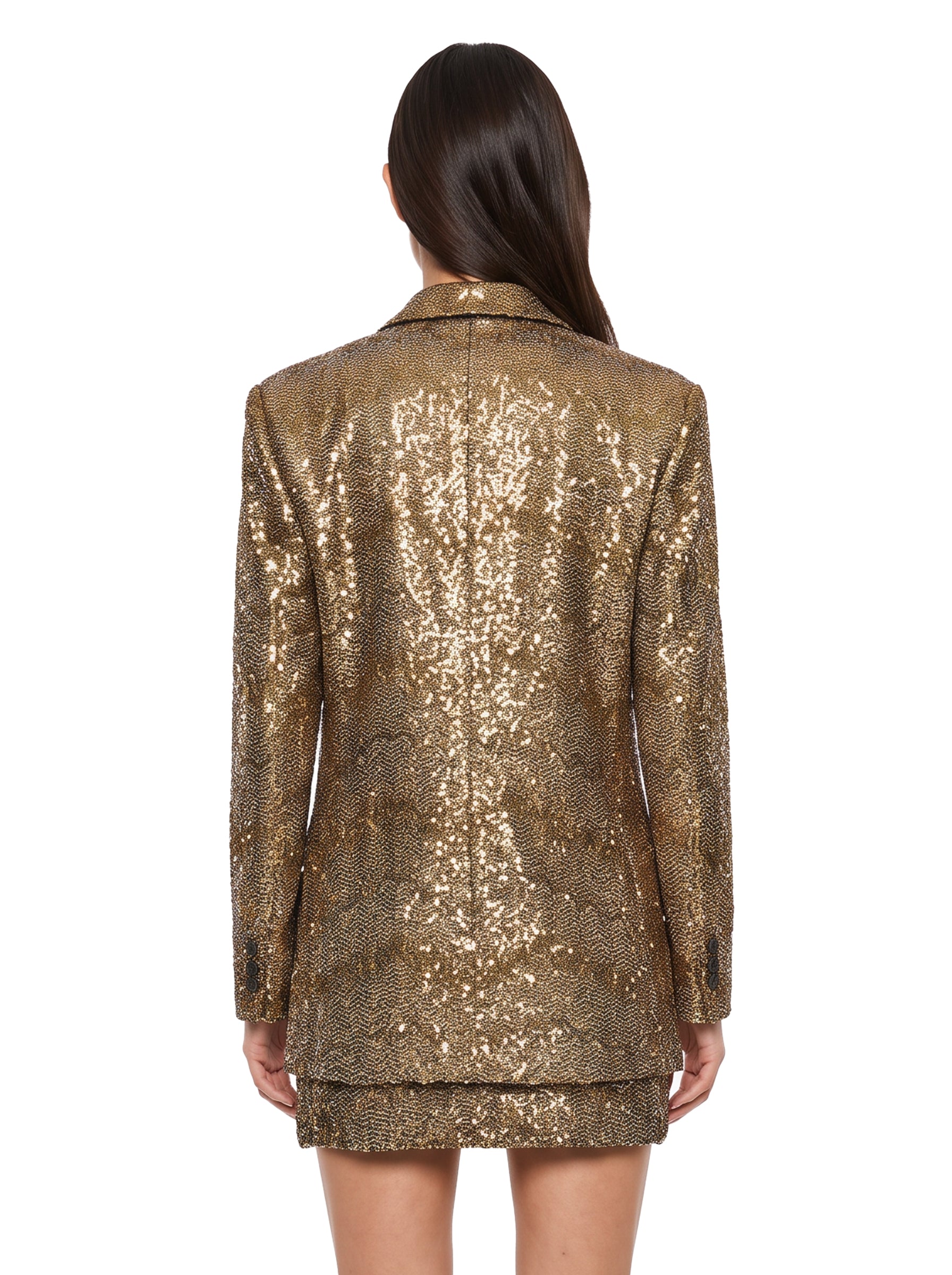 Blazer doppiopetto lamè in oro 