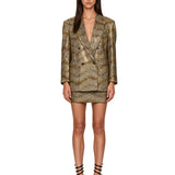 Blazer doppiopetto lamè in oro 