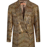 Blazer doppiopetto lamè in oro 