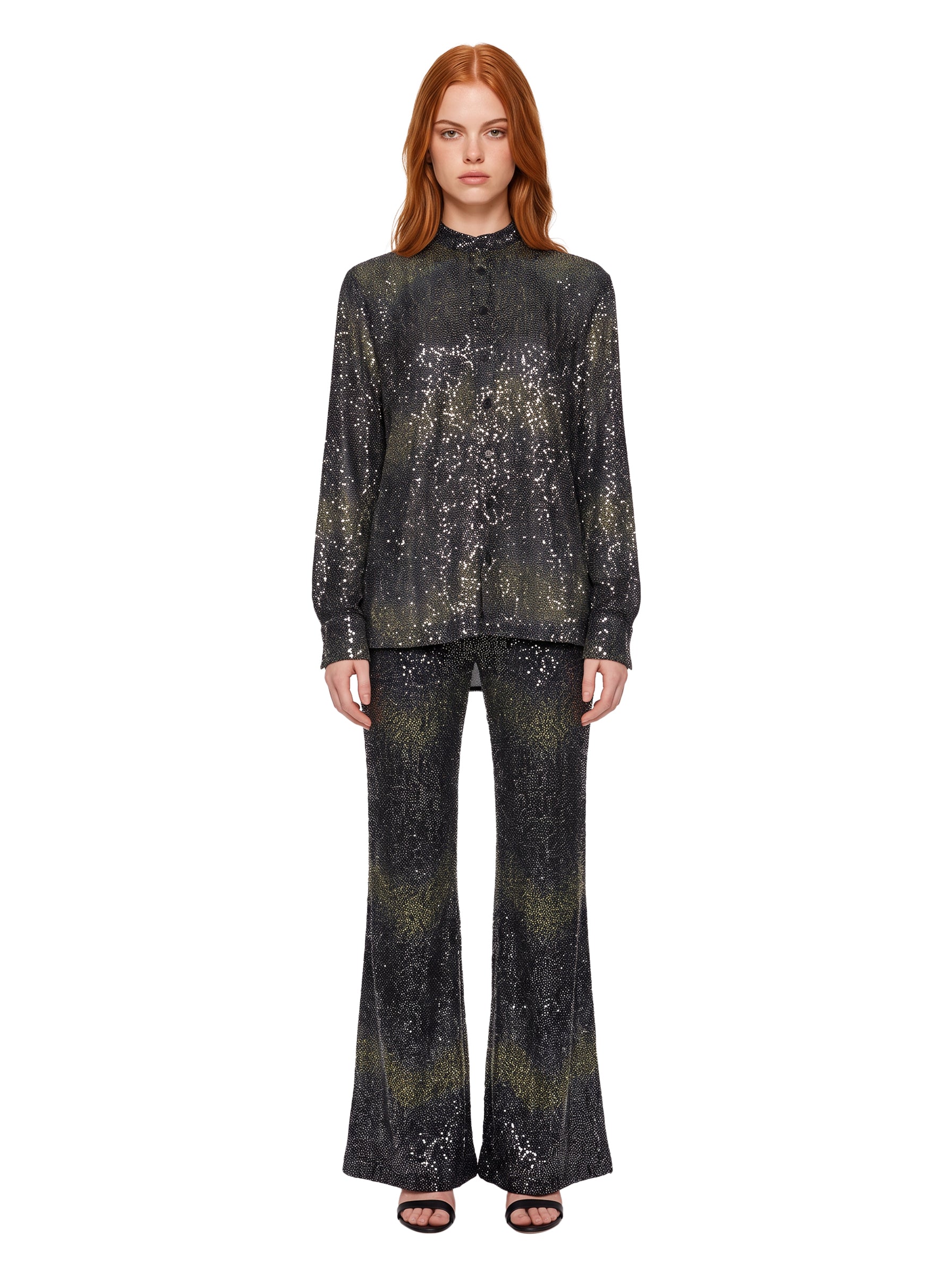 Camicia oversize con paillettes multicolor 