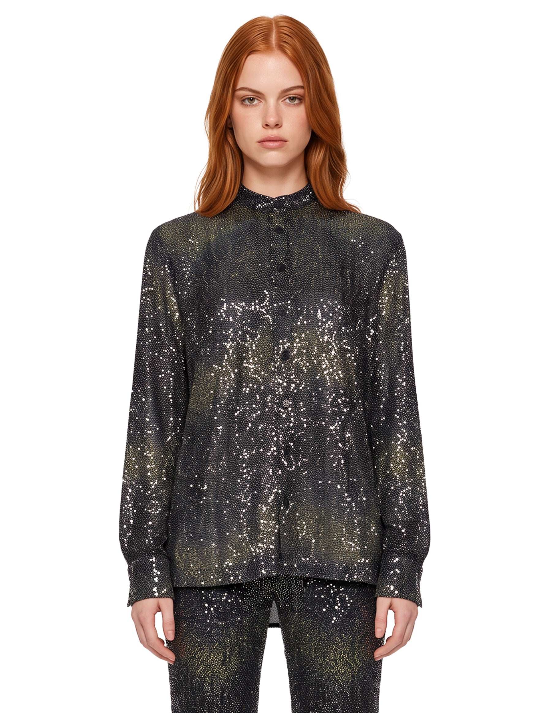 Camicia oversize con paillettes multicolor 