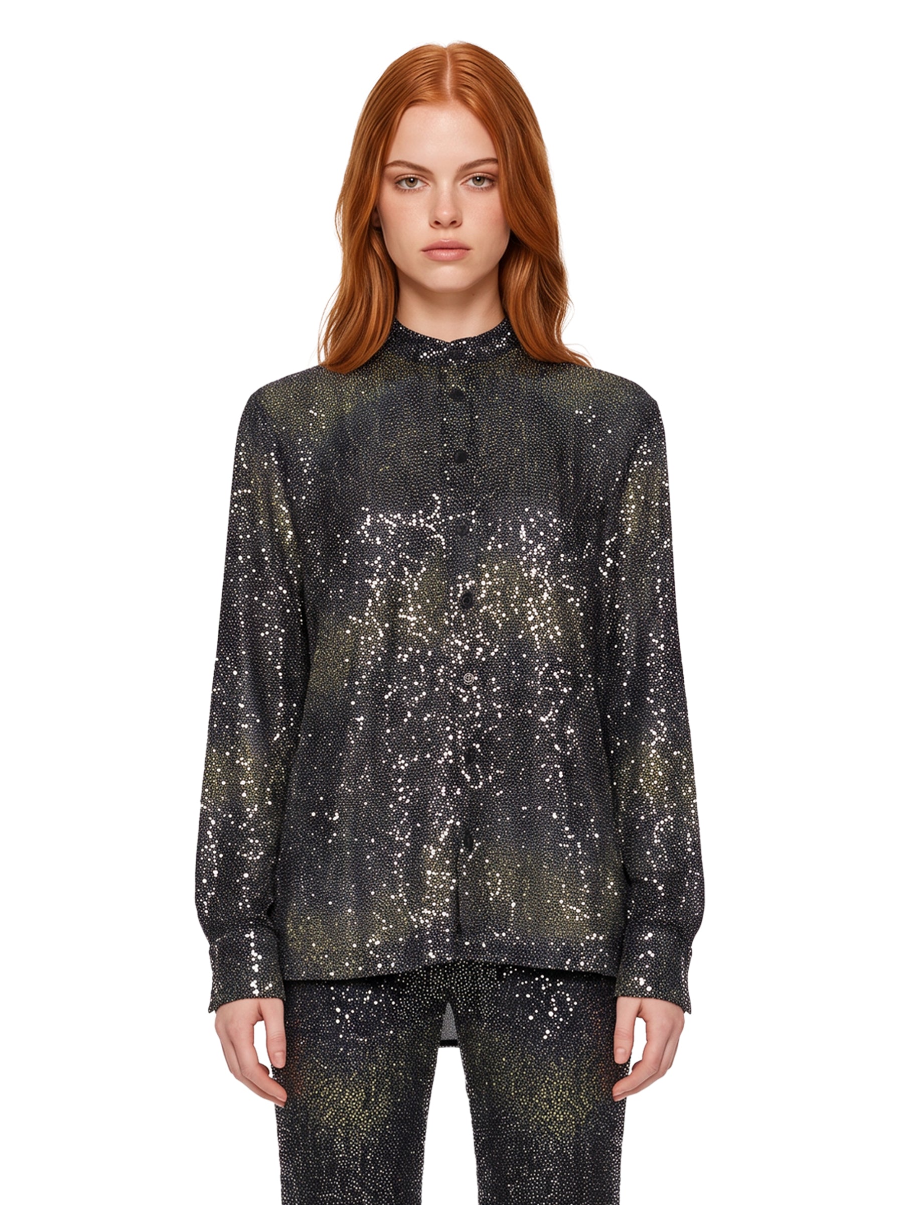 Camicia oversize con paillettes multicolor 