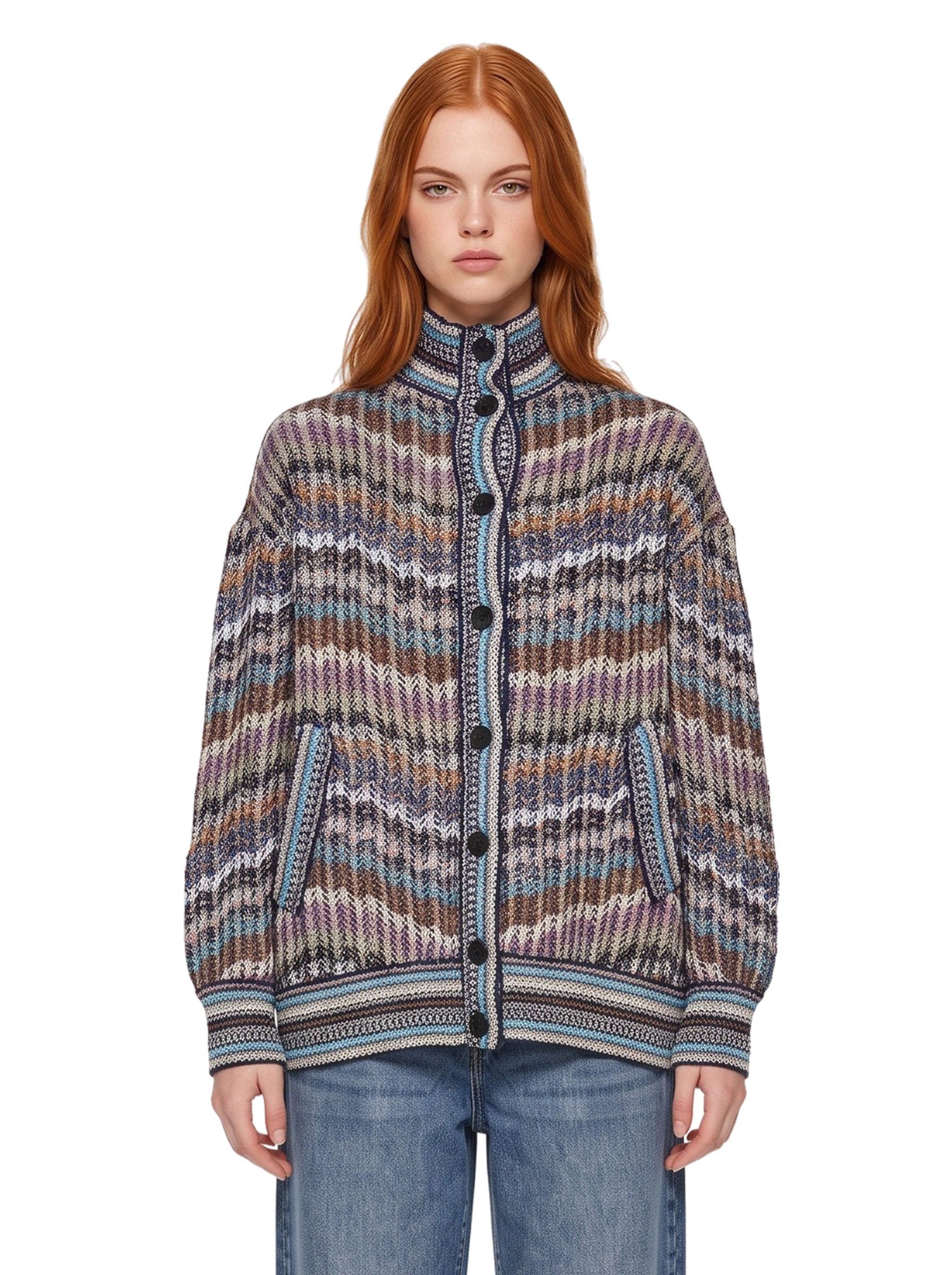 Cardigan con bottoni multicolor 
