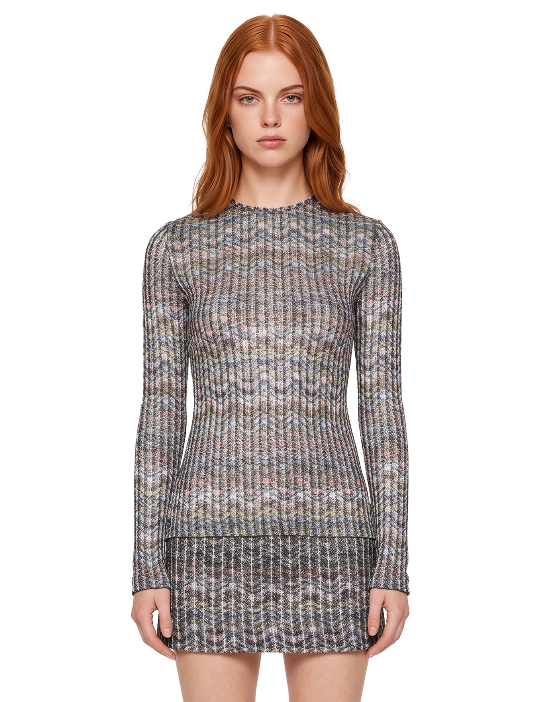 Maglia girocollo con paillettes multicolor 