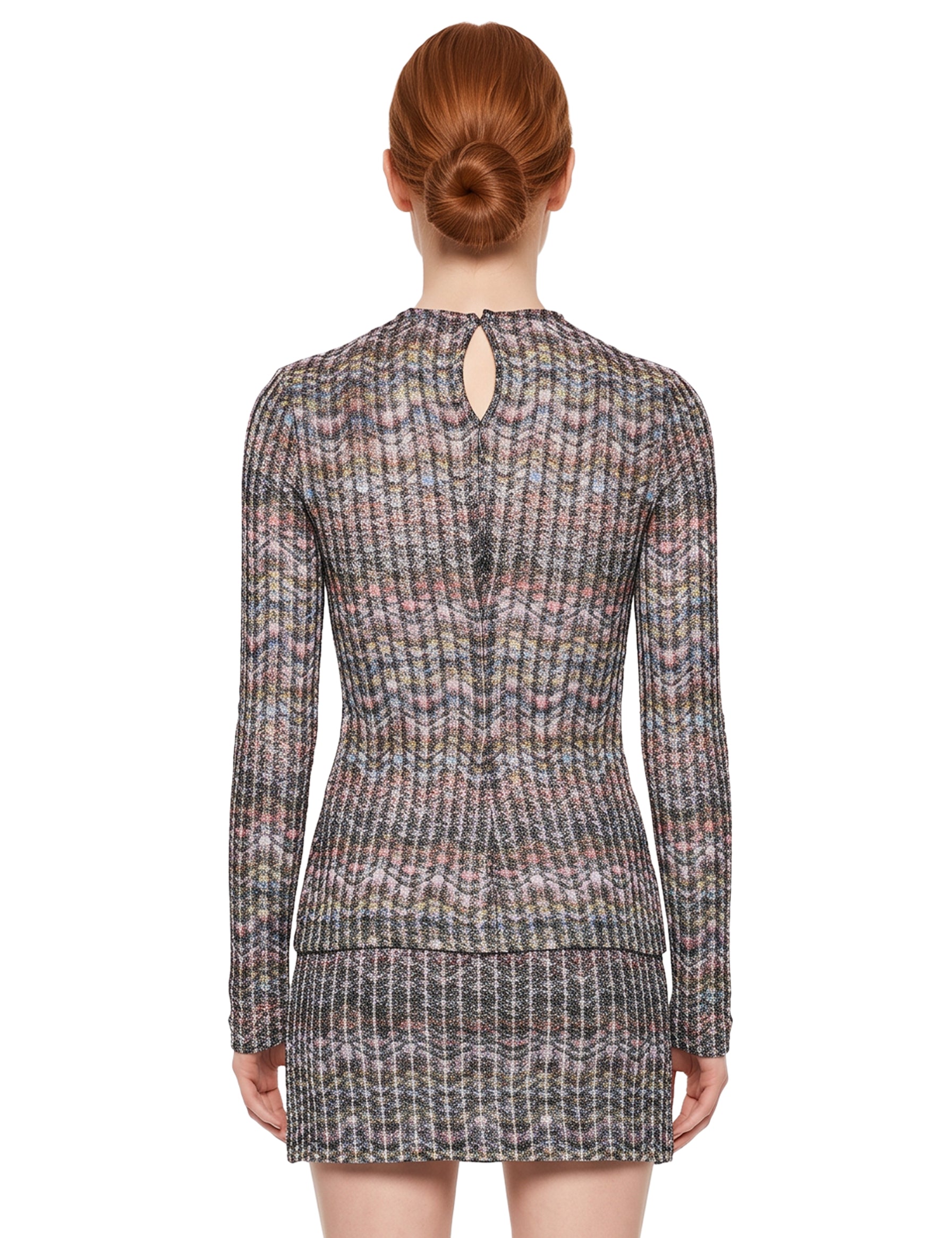 Maglia girocollo con paillettes multicolor 