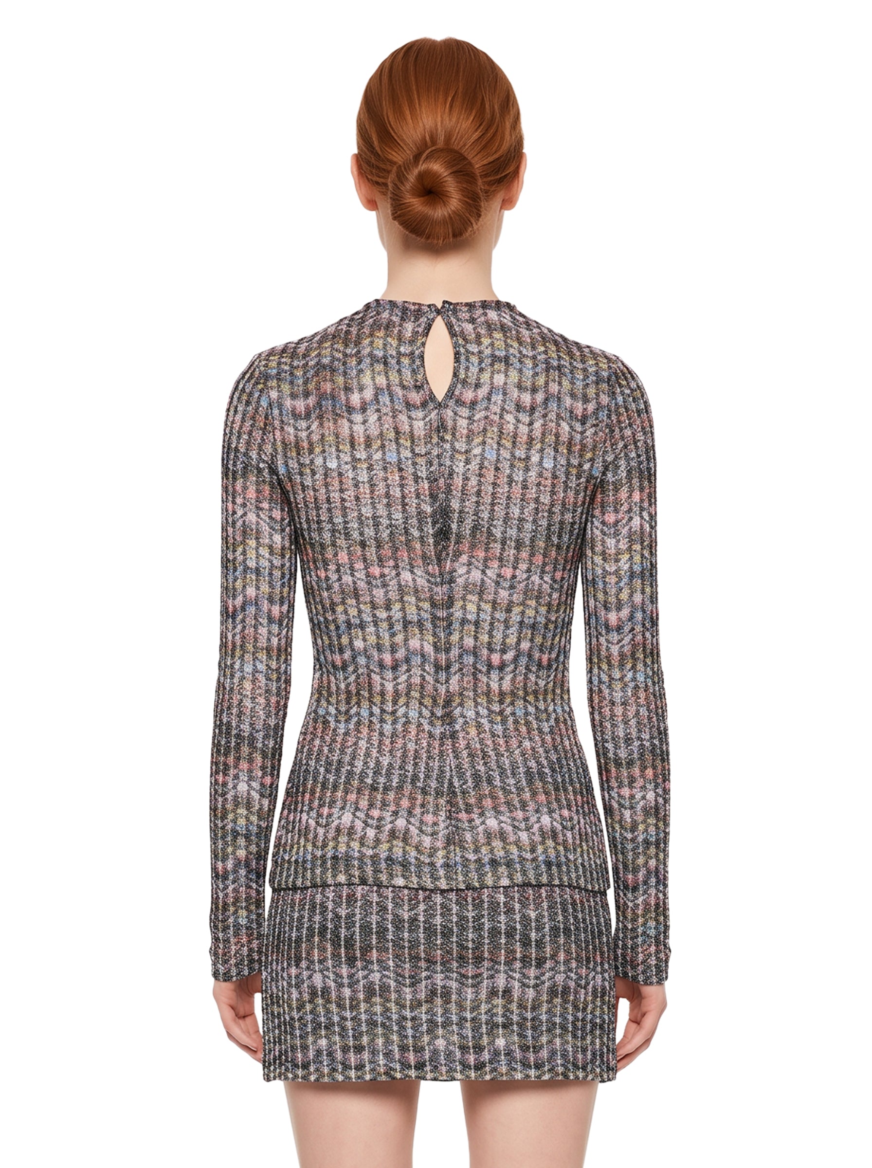 Maglia girocollo con paillettes multicolor 