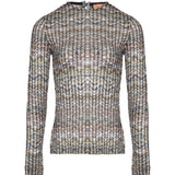 Maglia girocollo con paillettes multicolor 