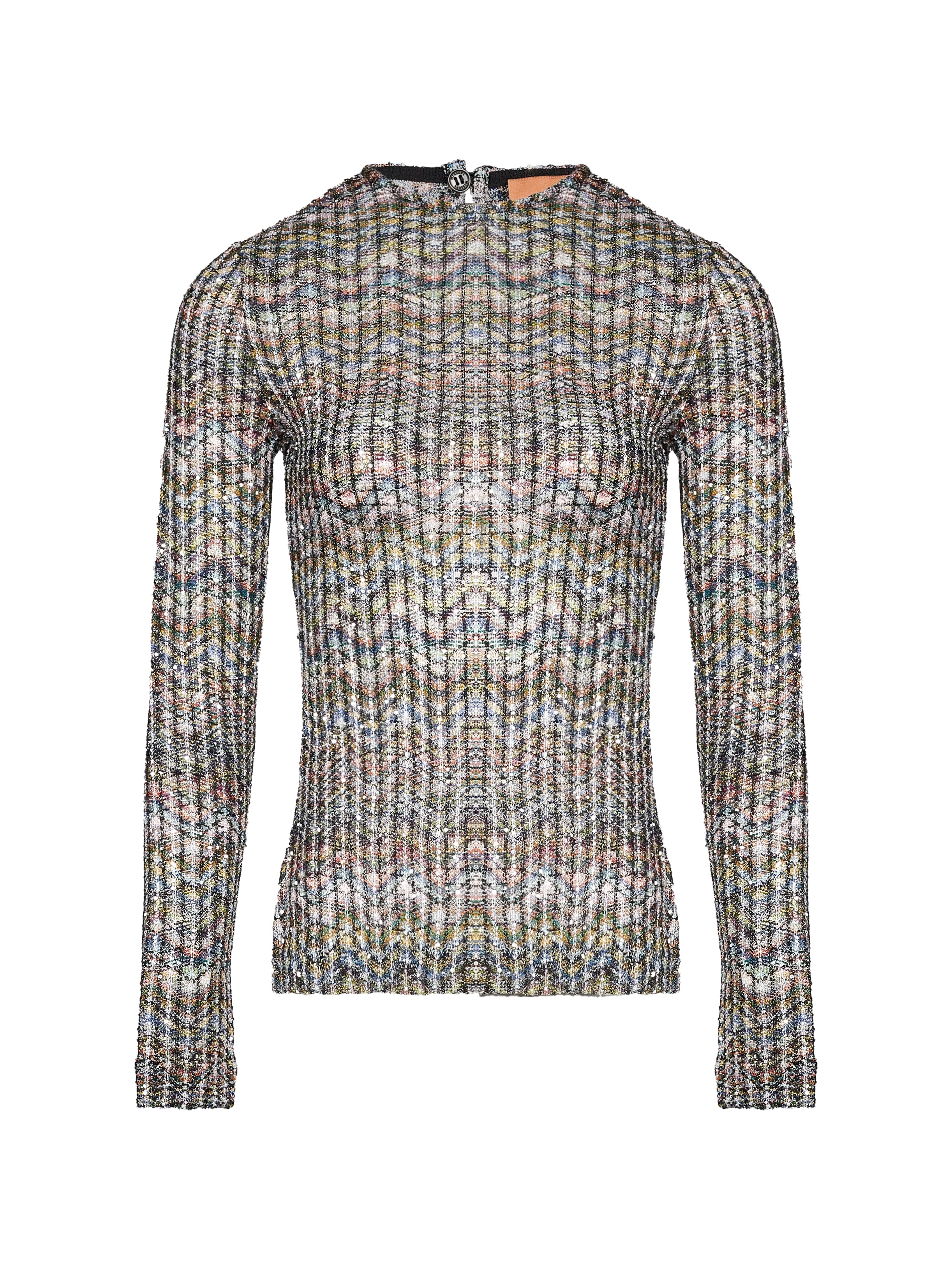 Maglia girocollo con paillettes multicolor 