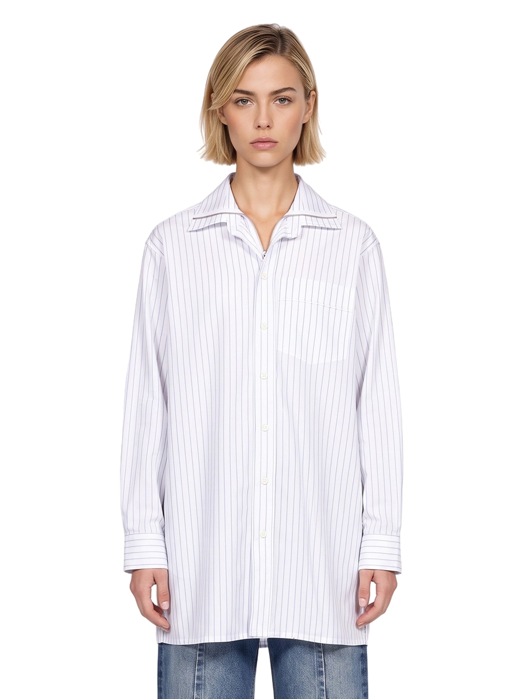 Camicia con doppio colletto in bianco 