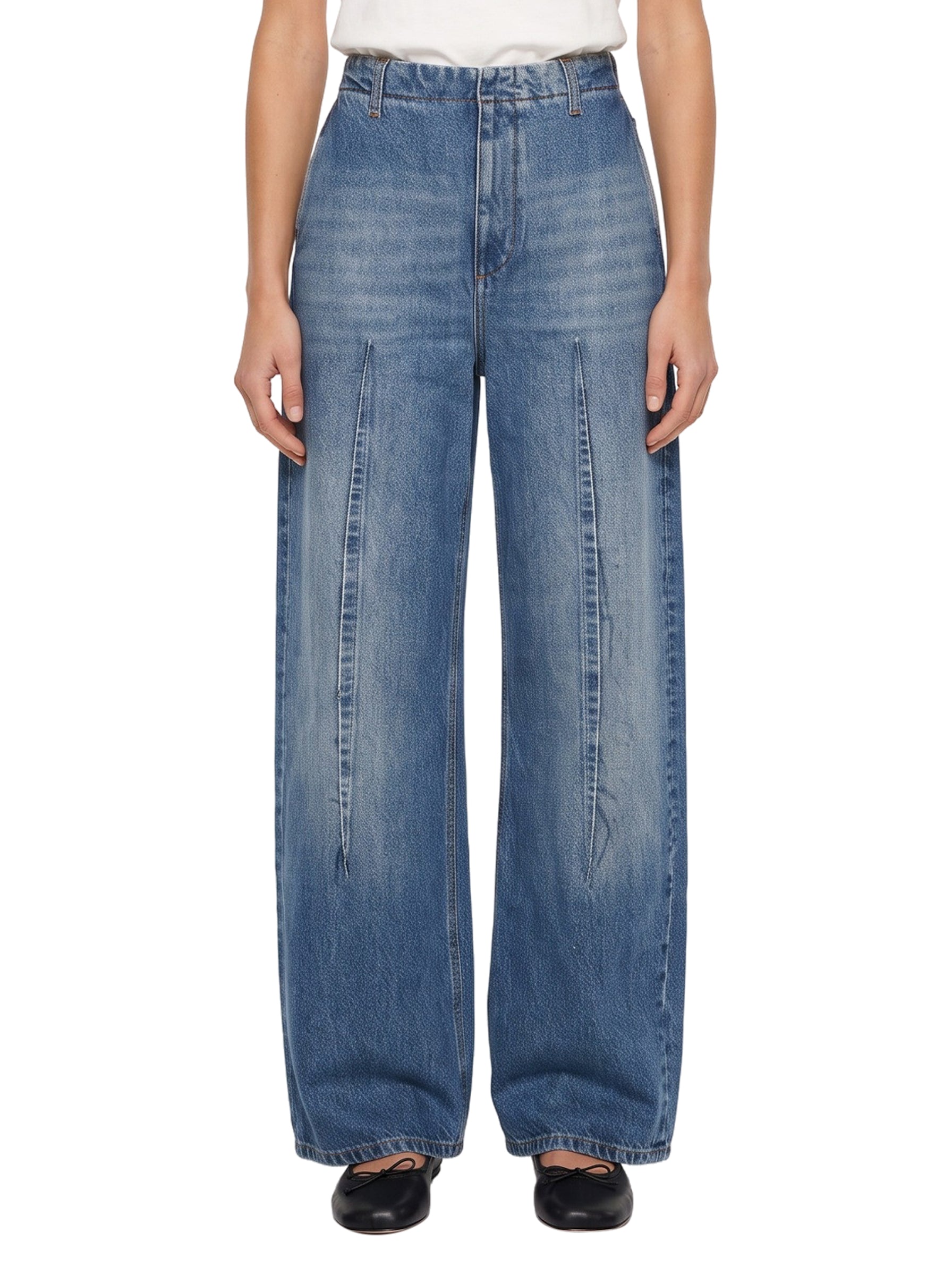 Jeans a gamba larga in denim blu 