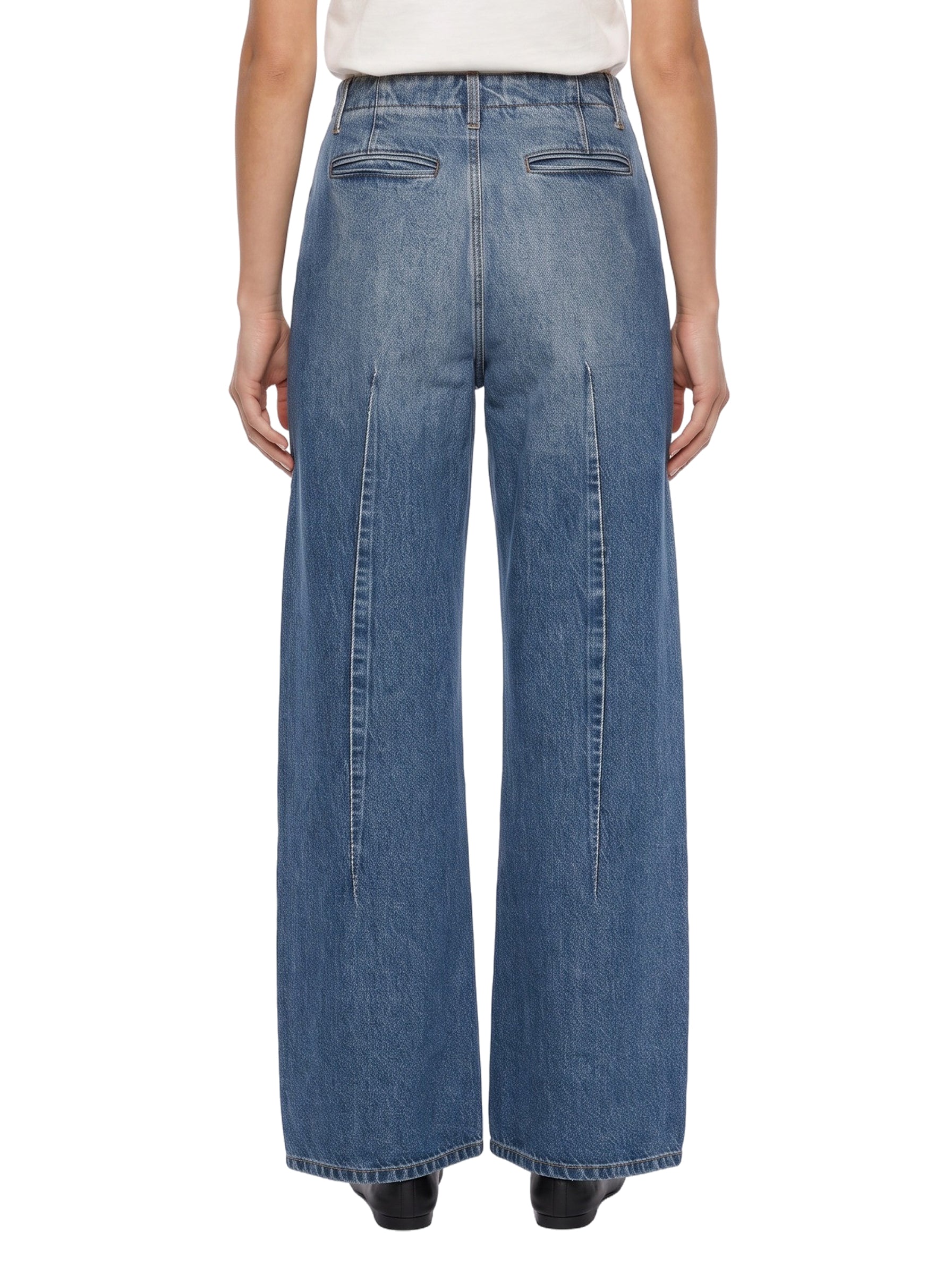Jeans a gamba larga in denim blu 