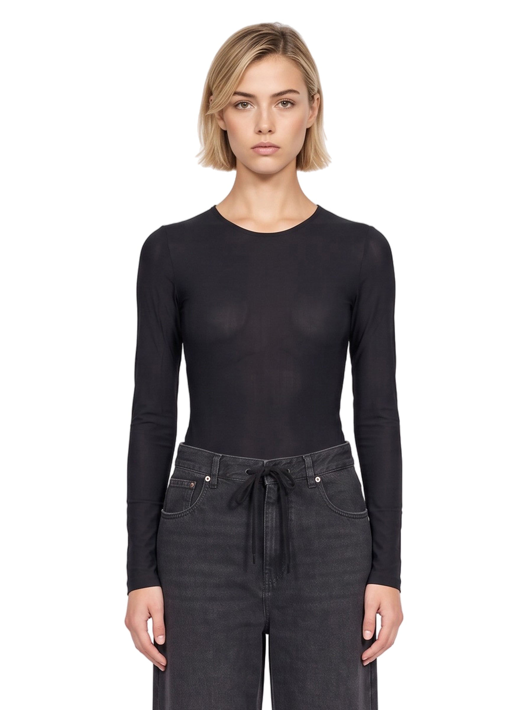 Body a manica lunga in nero 