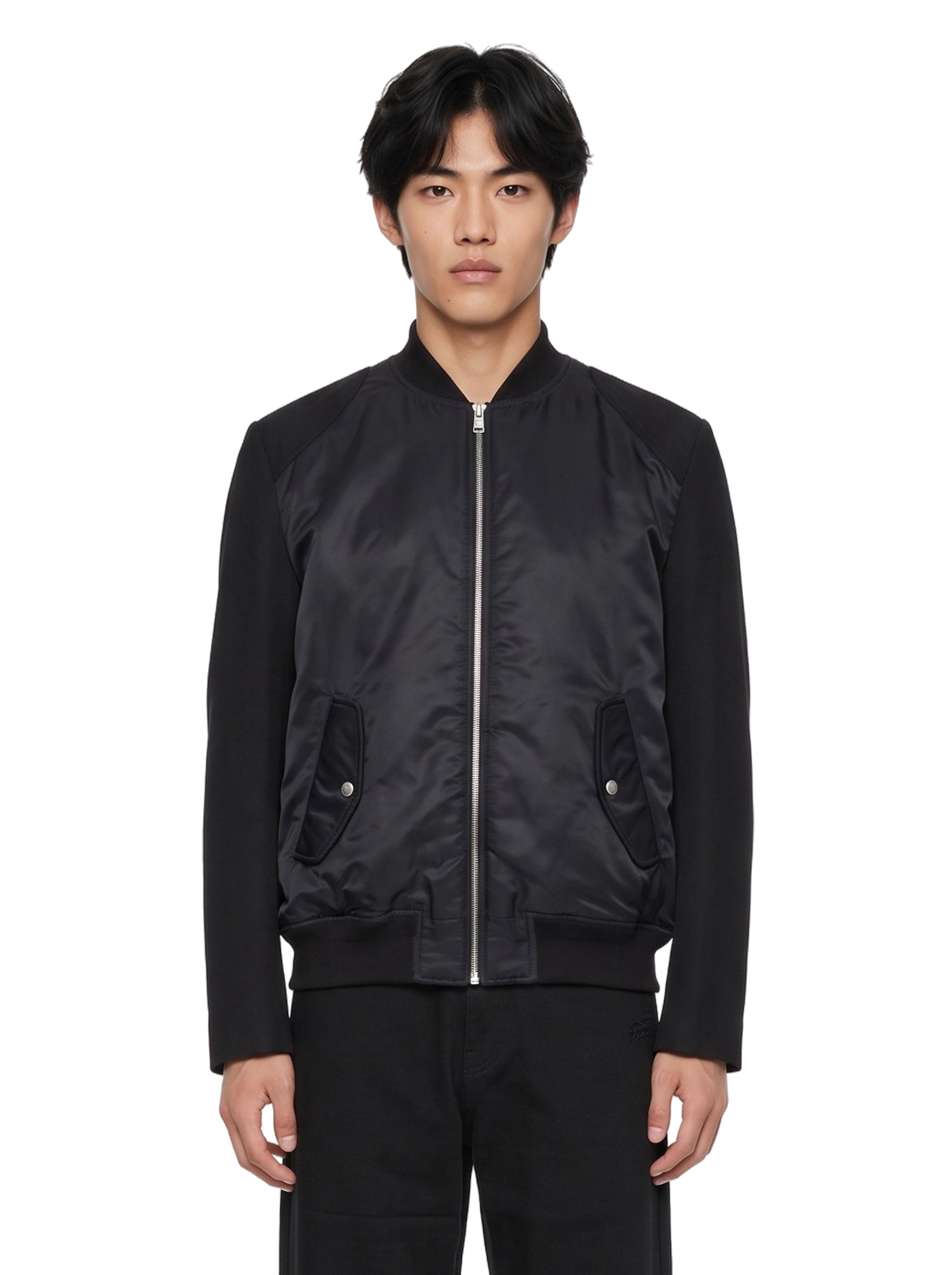 Bomber con zip in nero 