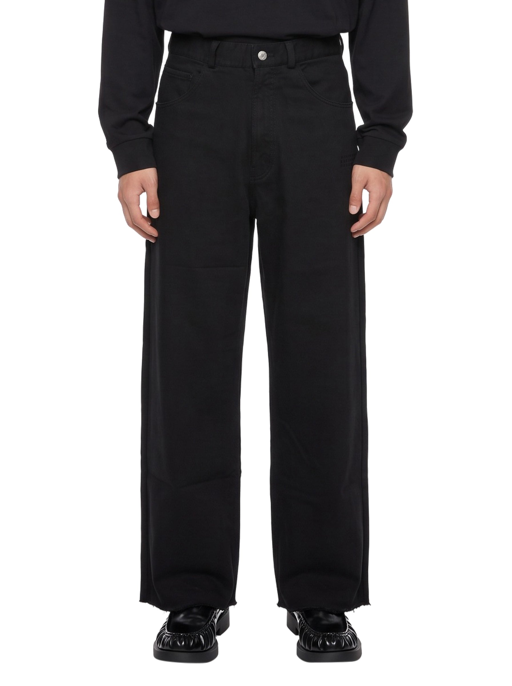 Jeans con logo ricamato in nero 