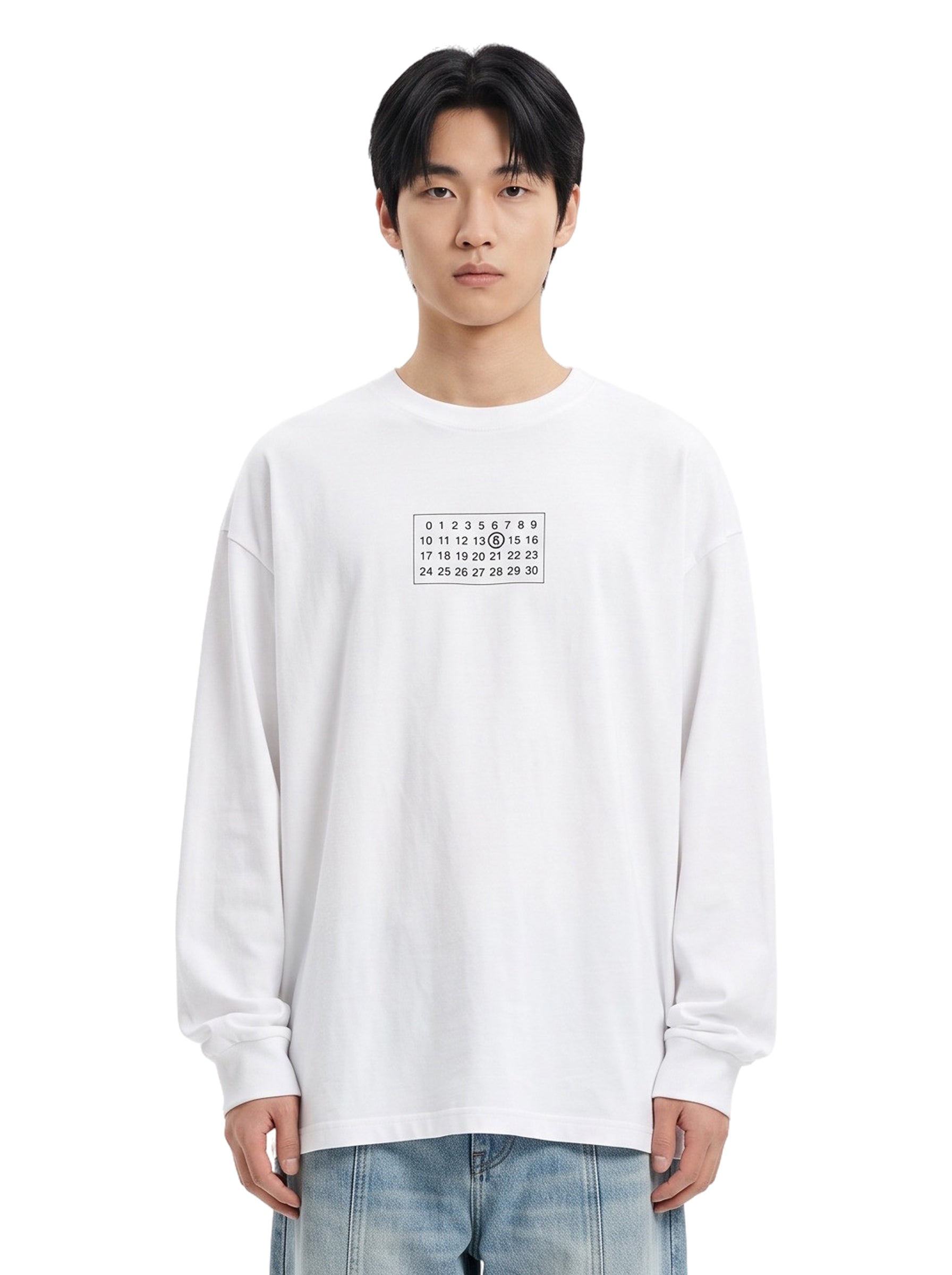 T-shirt a manica lunga in bianco 