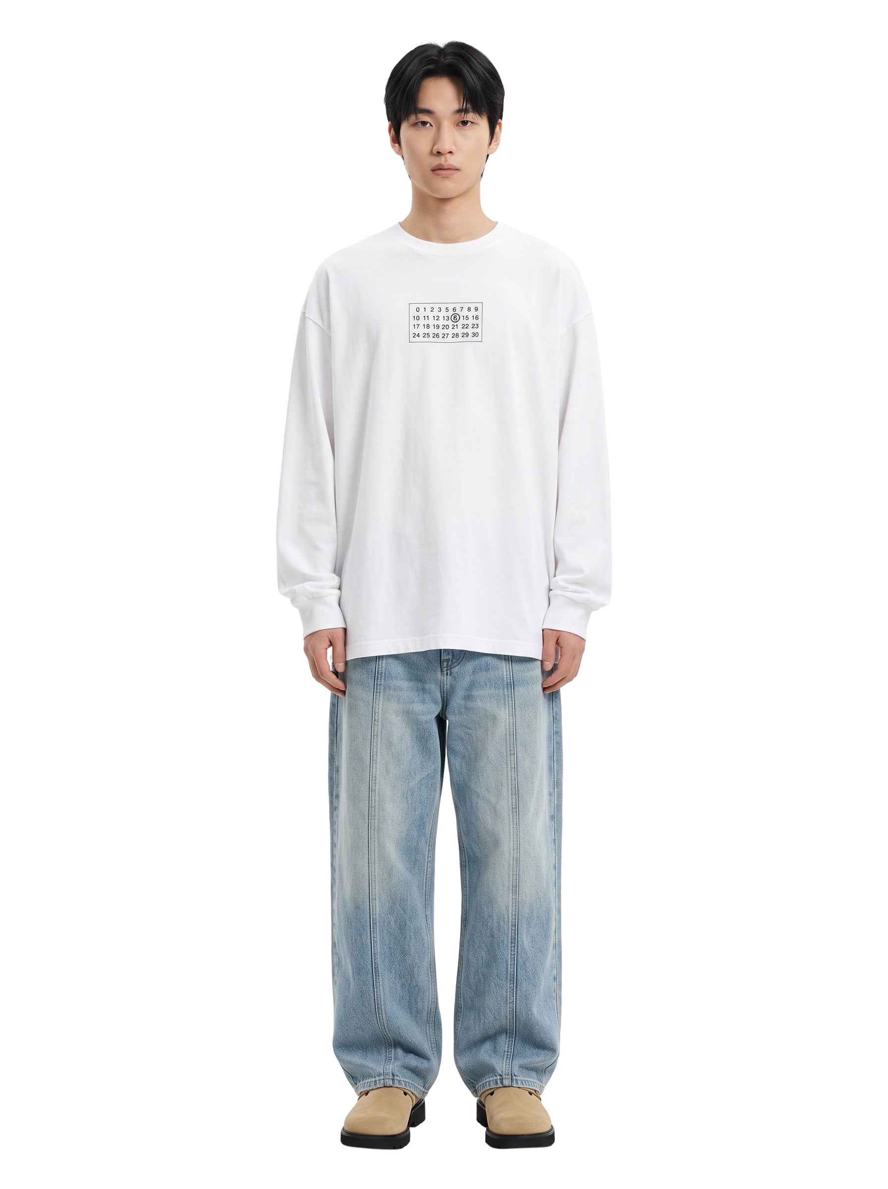 T-shirt a manica lunga in bianco 