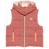 Gilet imbottito con motivo pied de poule in rosso 