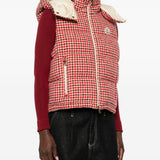 Gilet imbottito con motivo pied de poule in rosso 