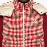 Gilet imbottito con motivo pied de poule in rosso 