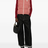 Gilet imbottito con motivo pied de poule in rosso 