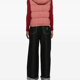 Gilet imbottito con motivo pied de poule in rosso 