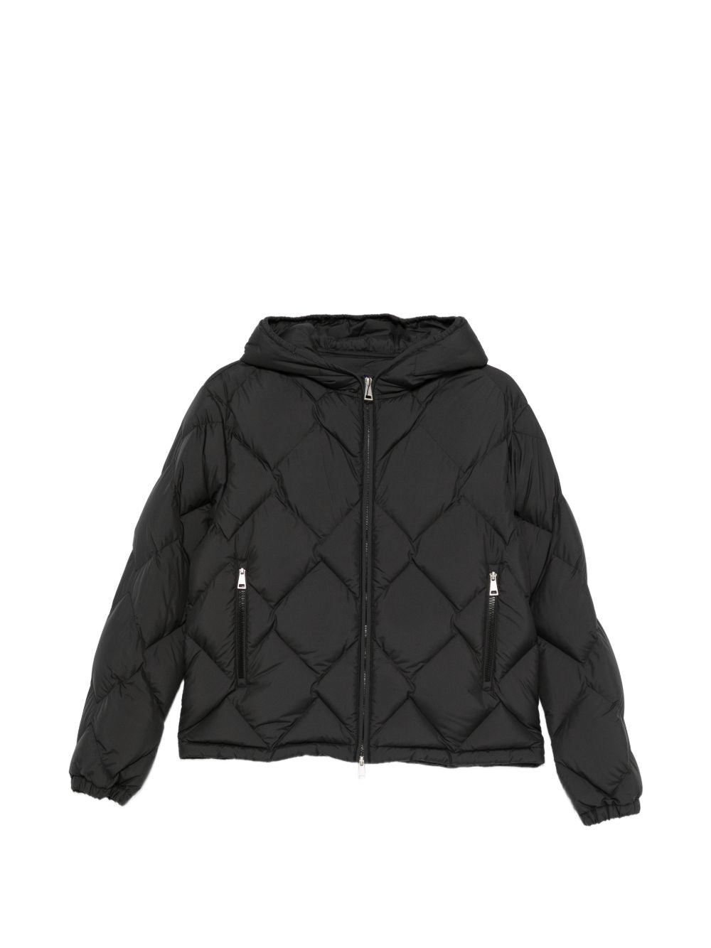 Piumino Arvouinne crop trapuntato con cappuccio in nero 