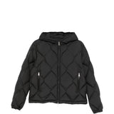 Piumino Arvouinne crop trapuntato con cappuccio in nero 