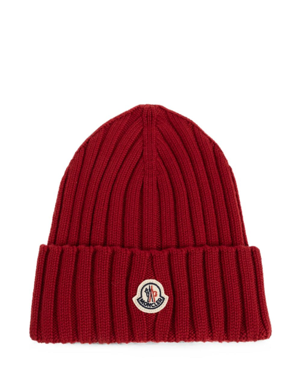 Berretto Tricot in lana logato in rosso 