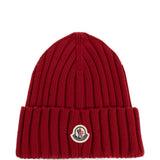 Berretto Tricot in lana logato in rosso 