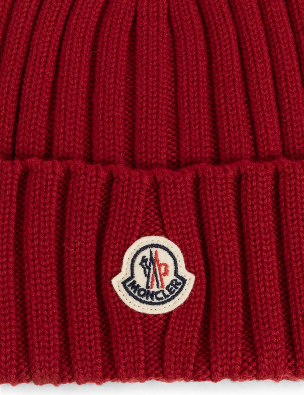 Berretto Tricot in lana logato in rosso 
