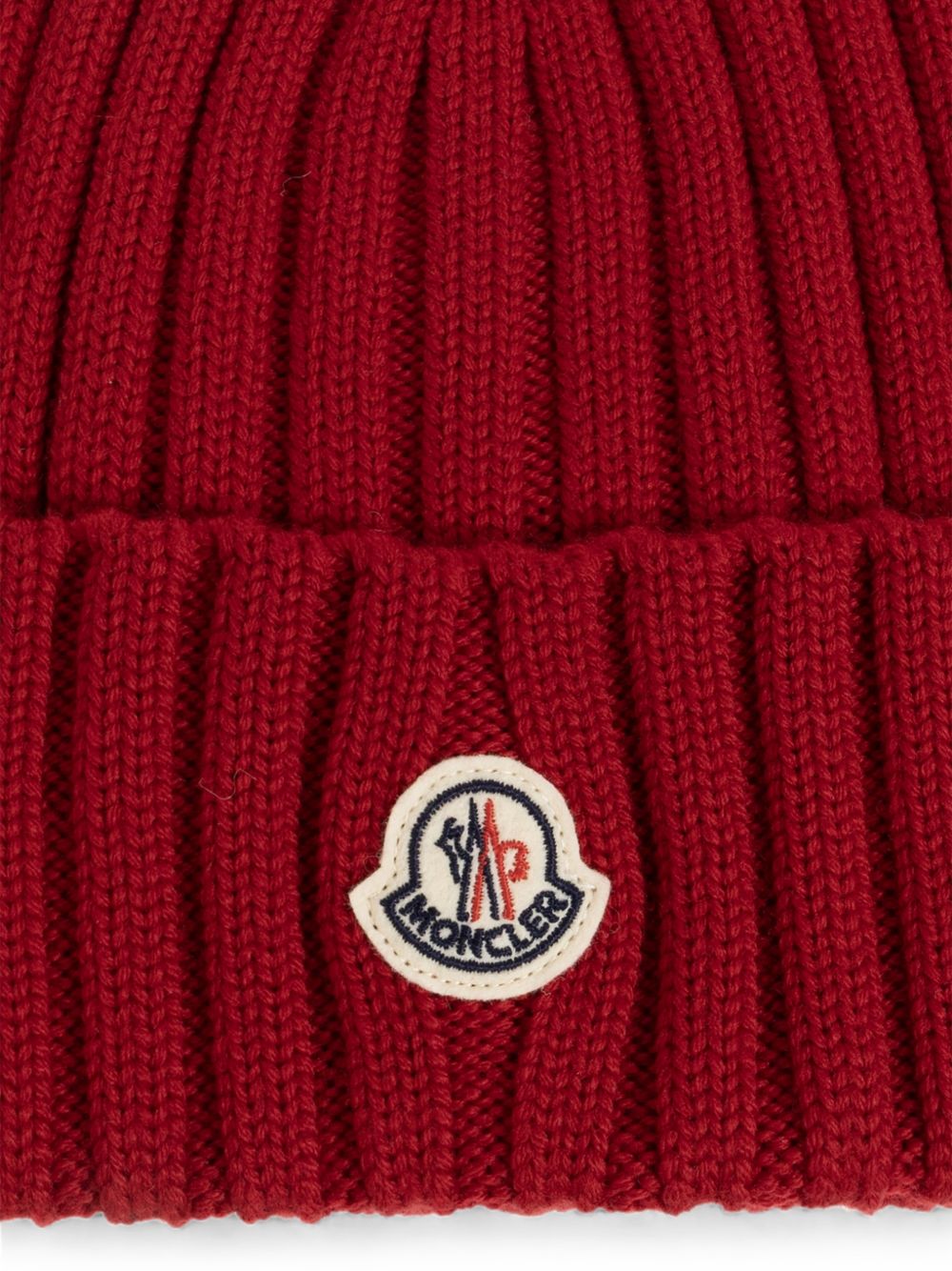 Berretto Tricot in lana logato in rosso 