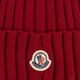 Berretto Tricot in lana logato in rosso 