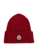 Berretto Tricot in lana logato in rosso