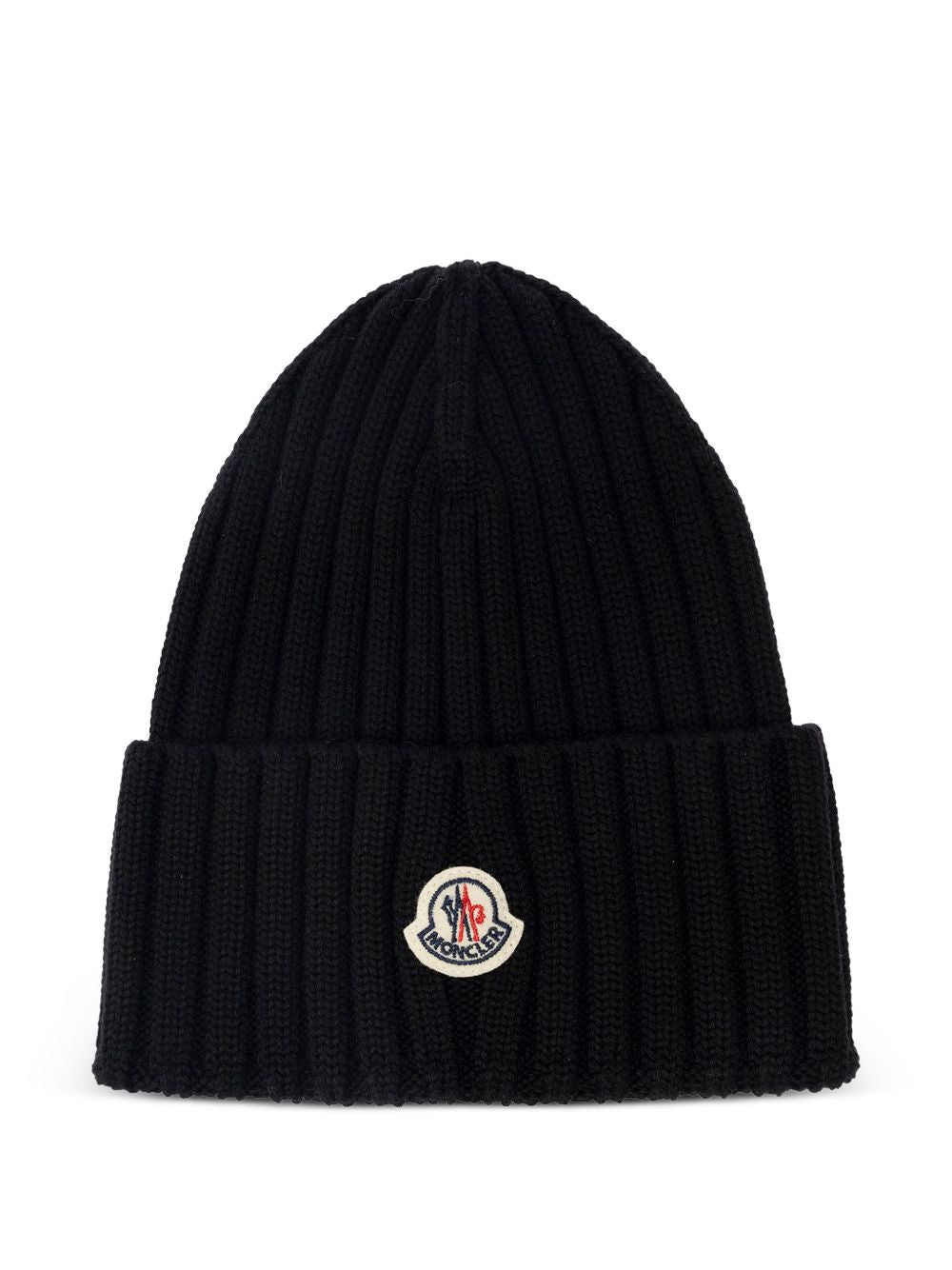 Berretto Tricot in lana logato in nero 