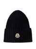 Black Logo Knitted Wool Beanie