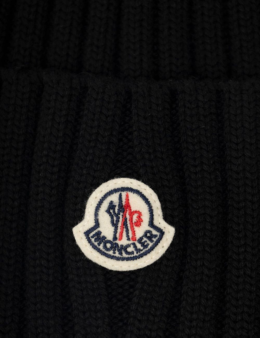Berretto Tricot in lana logato in nero 