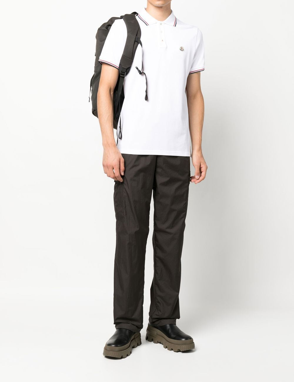 Polo con applicazione logo in bianco Moncler - uomo 