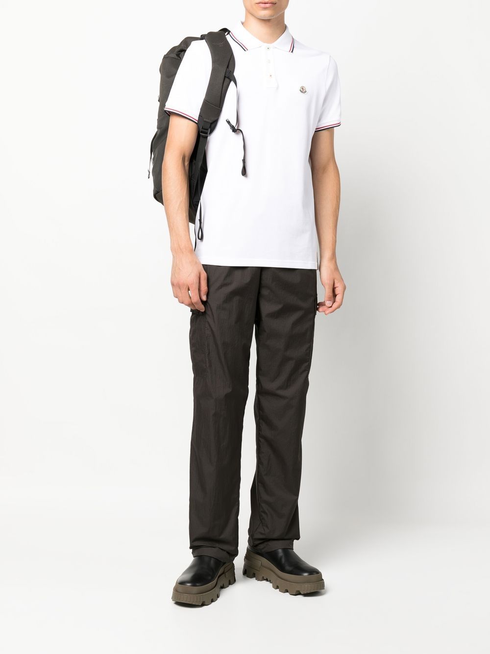 Polo con applicazione logo in bianco Moncler - uomo 